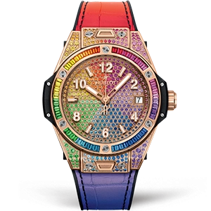 Копия часов Hublot Big Bang One Click Rainbow King Gold 39 465.OX.9900.LR.0999