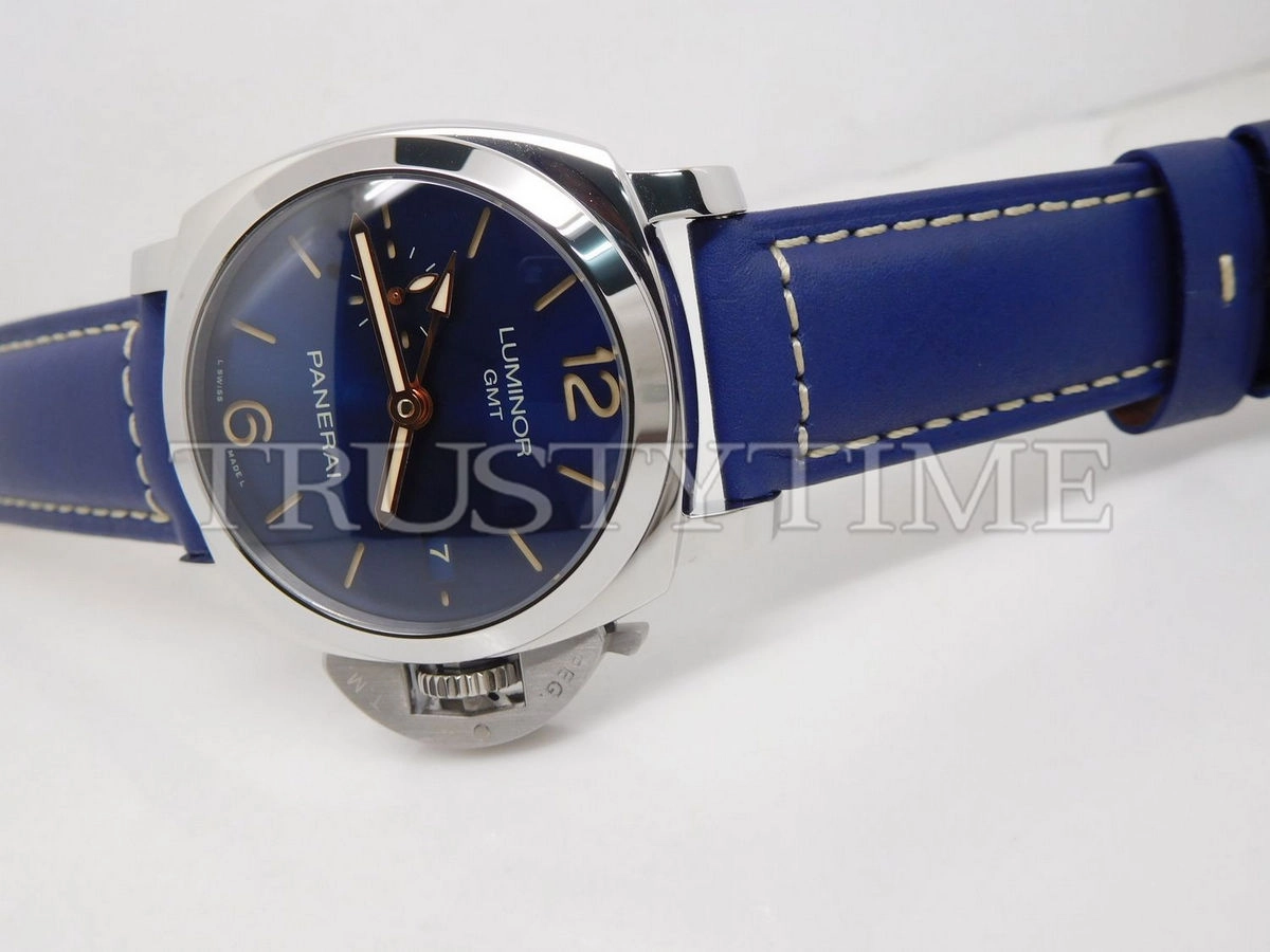 Копия часов Panerai Luminor 1950 3 Days GMT Automatic Acciaio Boutique Blue 42mm PAM00688