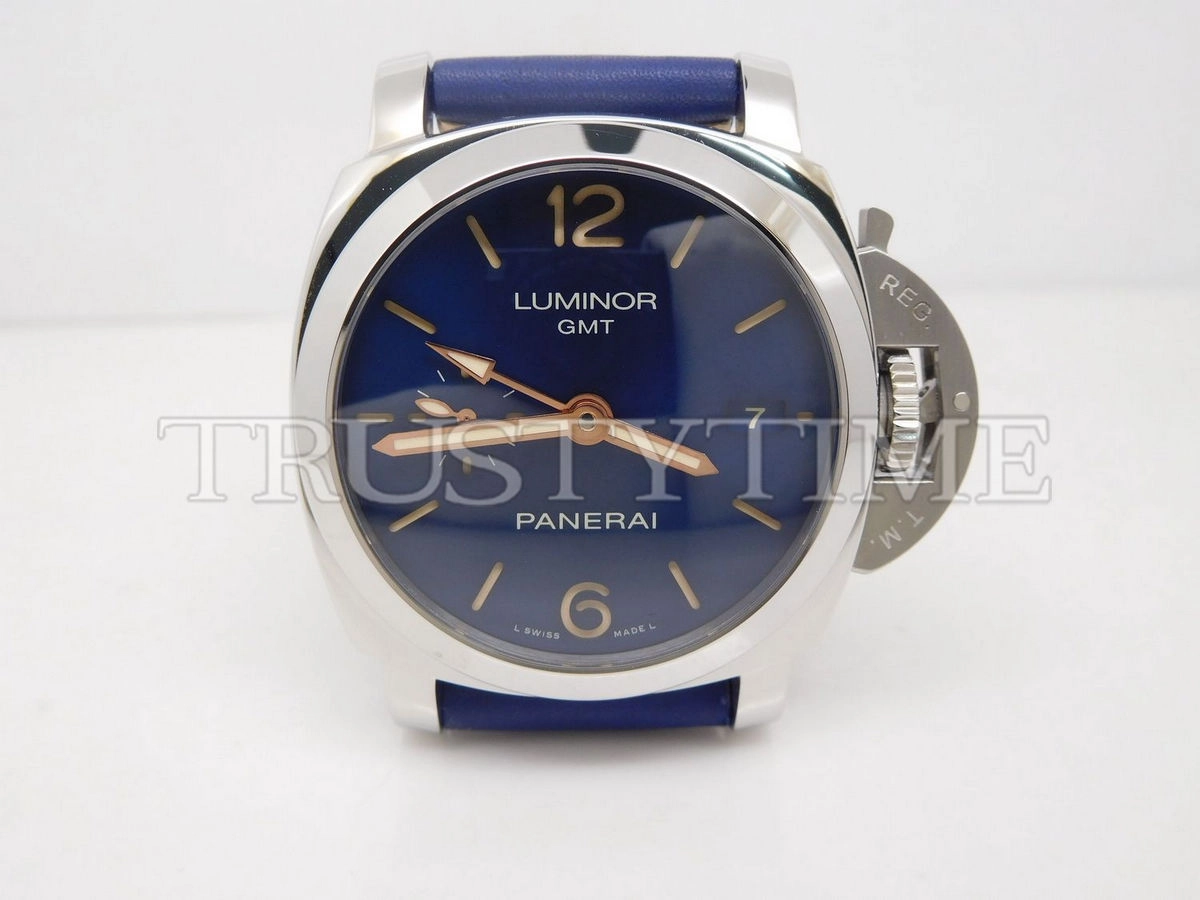 Копия часов Panerai Luminor 1950 3 Days GMT Automatic Acciaio Boutique Blue 42mm PAM00688