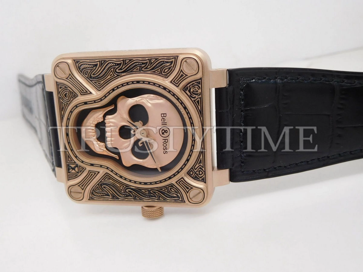 Копия часов Bell & Ross BR 01 Skull Burning BR0192-BURNSK-BR