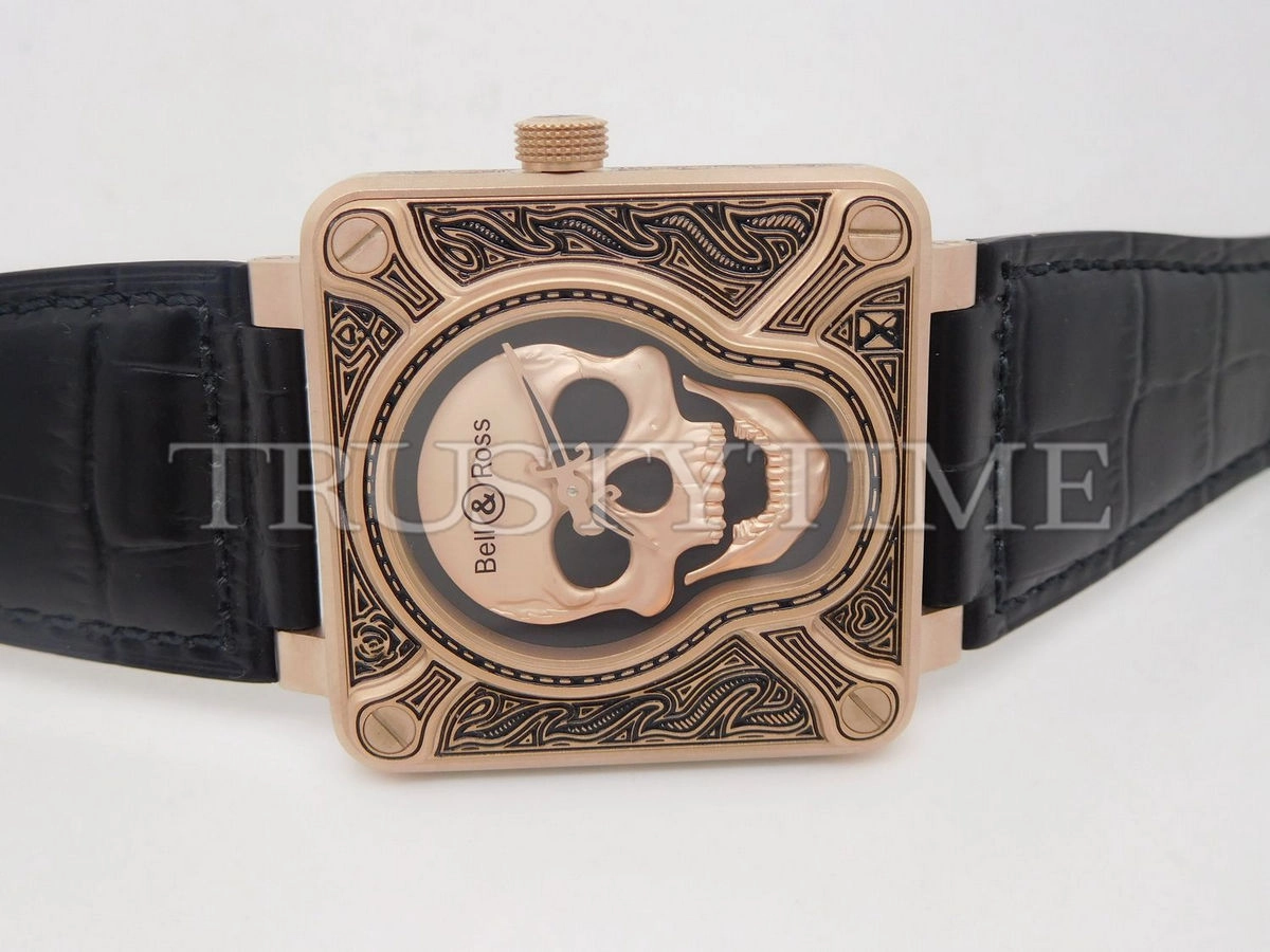 Копия часов Bell & Ross BR 01 Skull Burning BR0192-BURNSK-BR